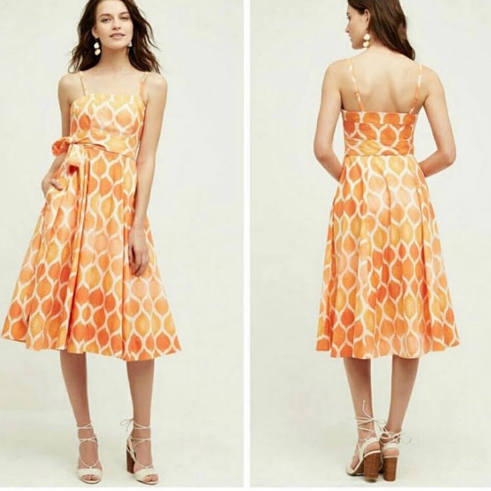 Anthropologie Orange midi dress